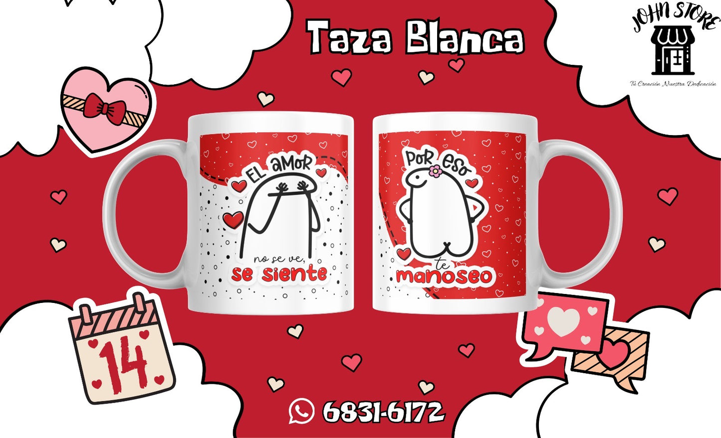 TAZAS SAN VALENTÍN FLORK LOVE